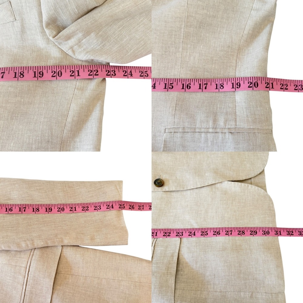 Tasso Elba Men's Linen Blazer Sport Coat Large Beige Tan Summer Casual Jacket - Picture 10 of 10